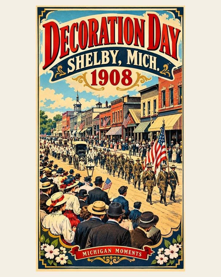 Shelby Decoration Day 1908 Michigan Moments poster