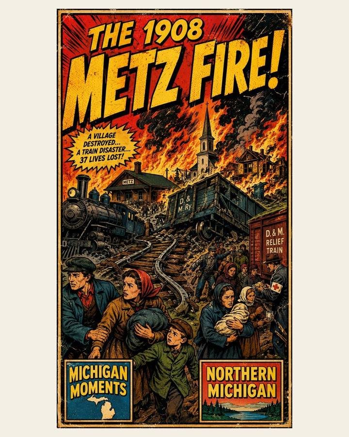 Metz Fire of 1908 Michigan Moments poster