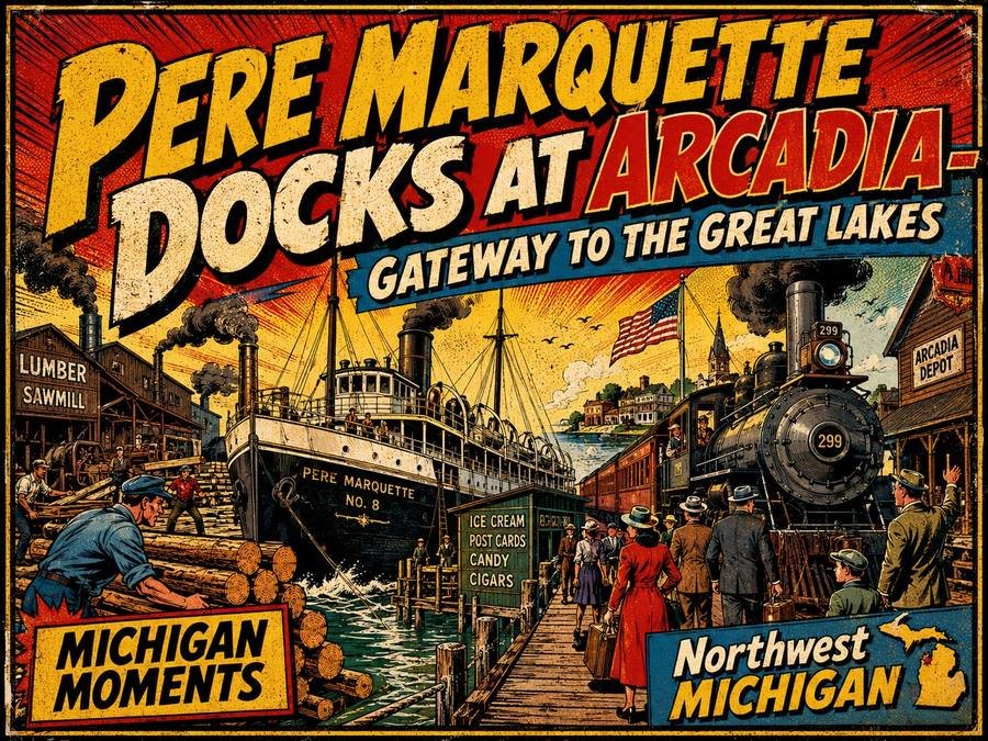 Pere Marquette Docks Show How Arcadia Served The Great Lakes In the Early 1900s Michigan Moments poster