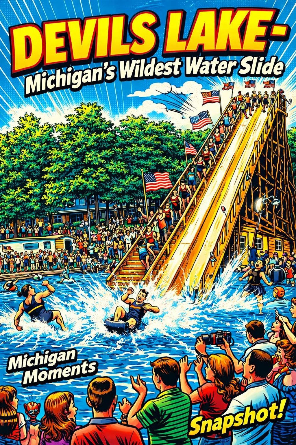 Bathhouses Devils Lake Michigan Michigan Moments poster