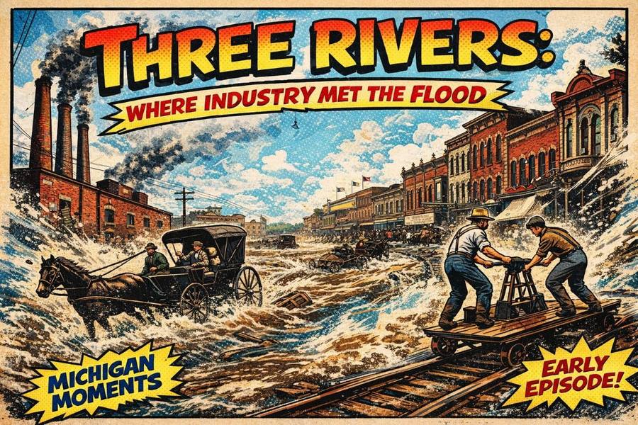 Three Rivers - How Factories and Floods Shaped a Town Michigan Moments poster