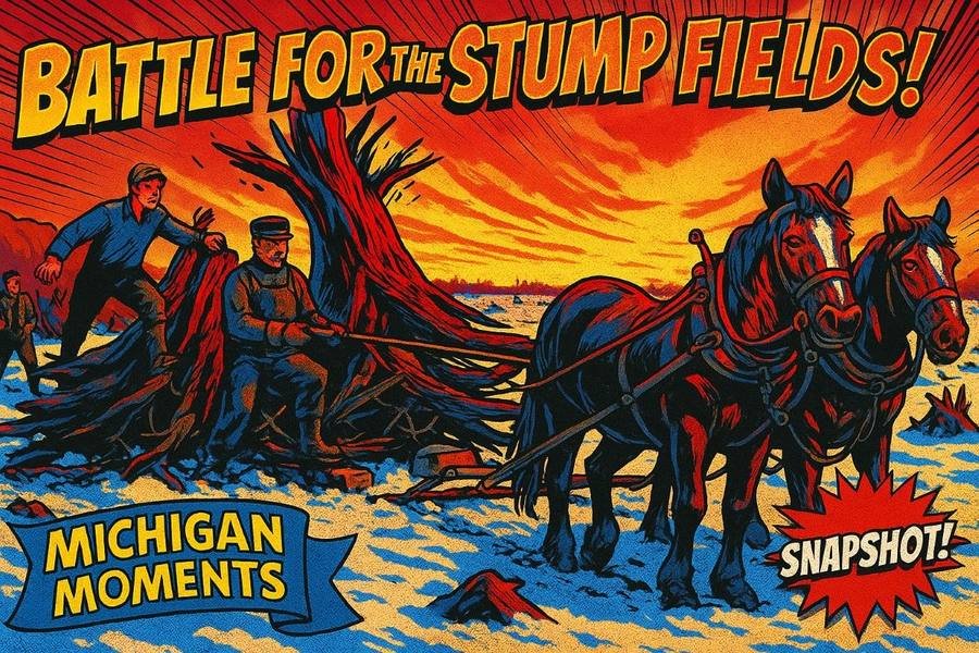 Stump Pulling at Edmore Michigan Moments poster