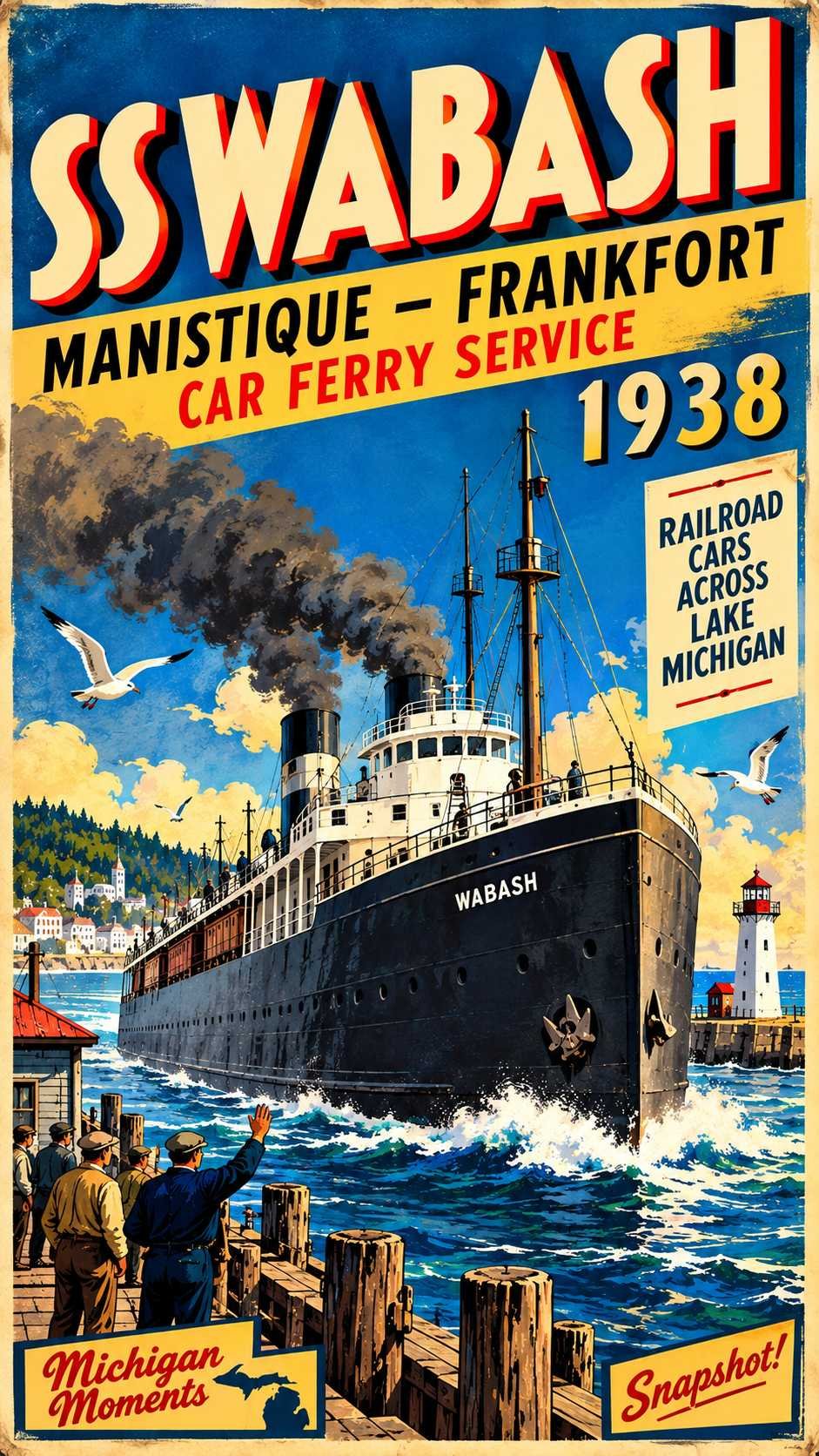 SS Wabash Leaves Manistique, 1938 Michigan Moments poster