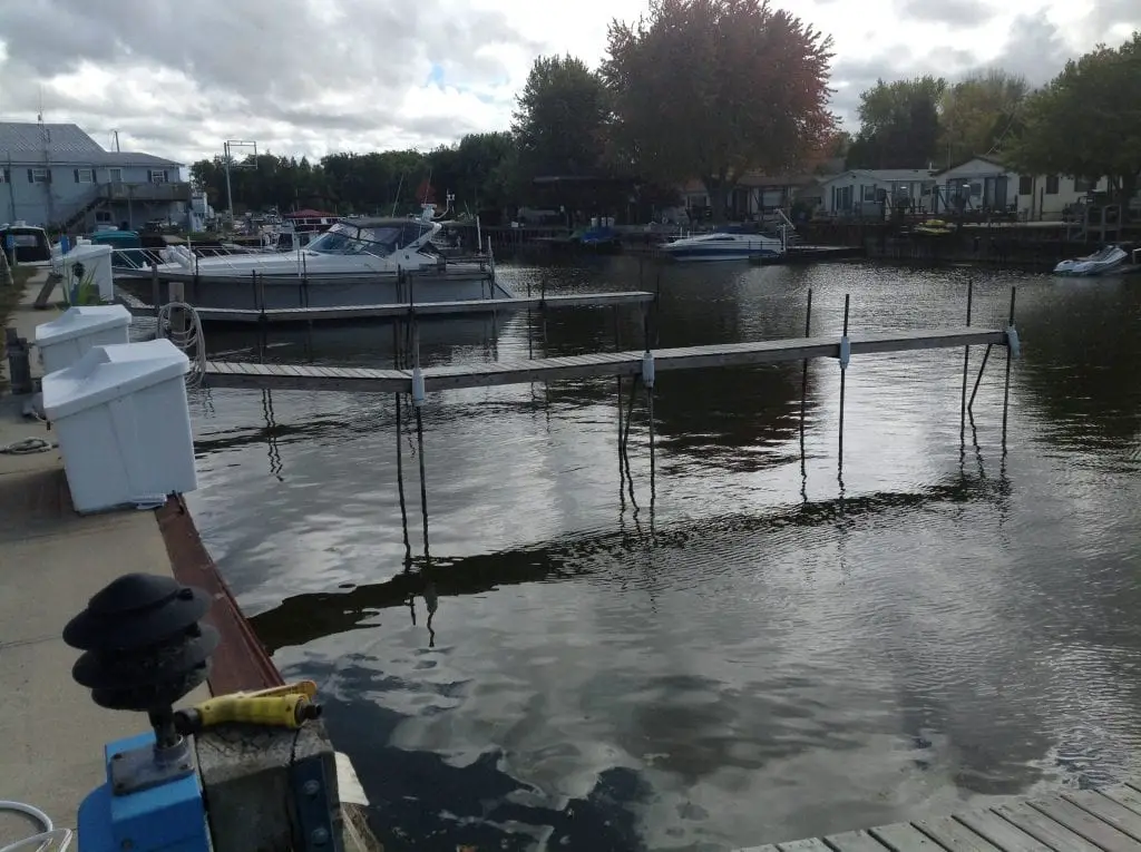 Low Water Leaves Docks High in Caseville Harbor - Great Lakes Low Water Levels