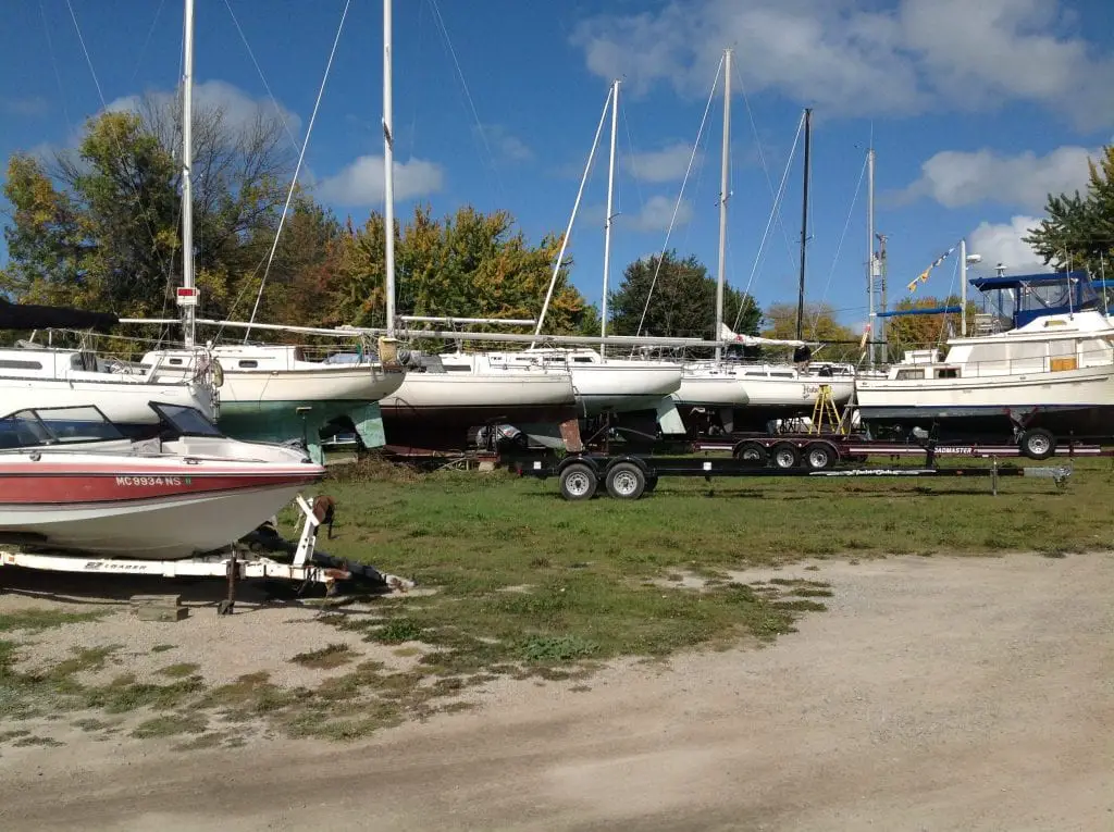 Sailboats Out Early in Caseville Harbor - Antifouling Bottom Paint