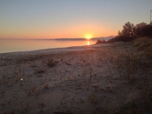 Saginaw Bay Sunrise over the Beach