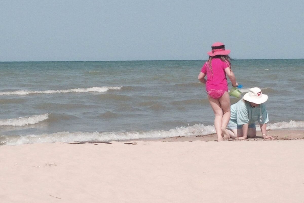 Mom and Daughter Playing on Caseville Beach