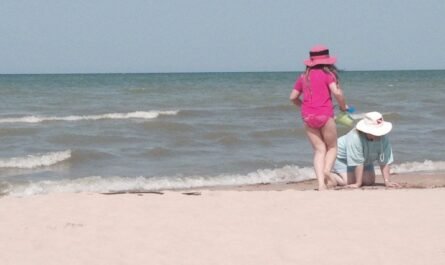 Mom and Daughter Playing on Caseville Beach