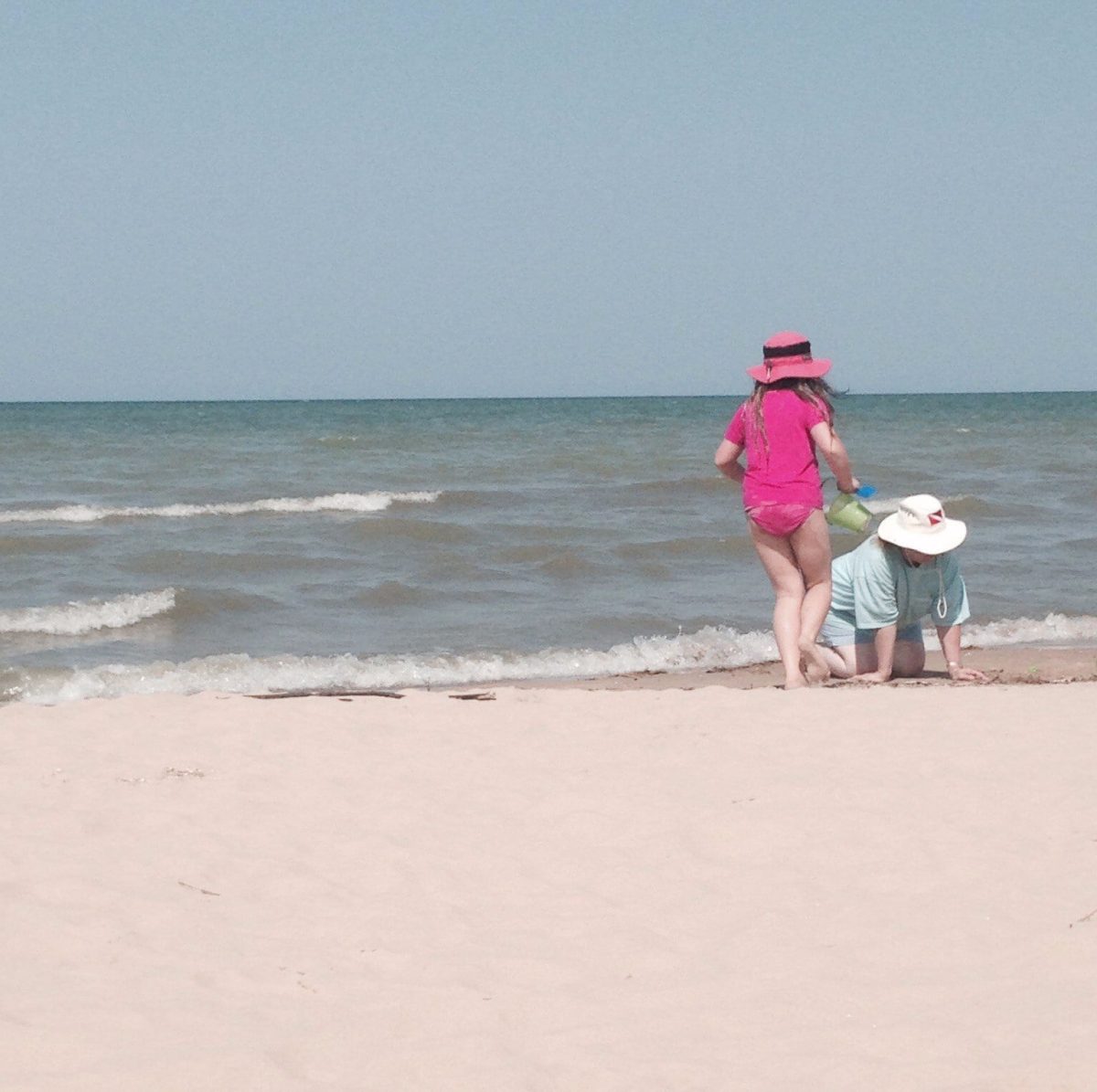 Mom and Daughter Playing on Caseville Beach