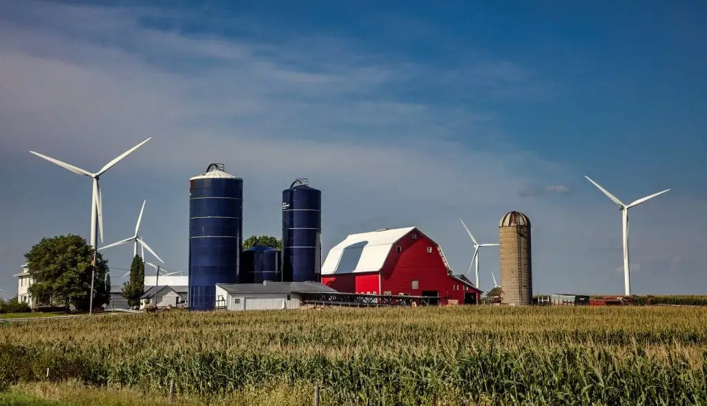 Wind Turbines Near a Farm