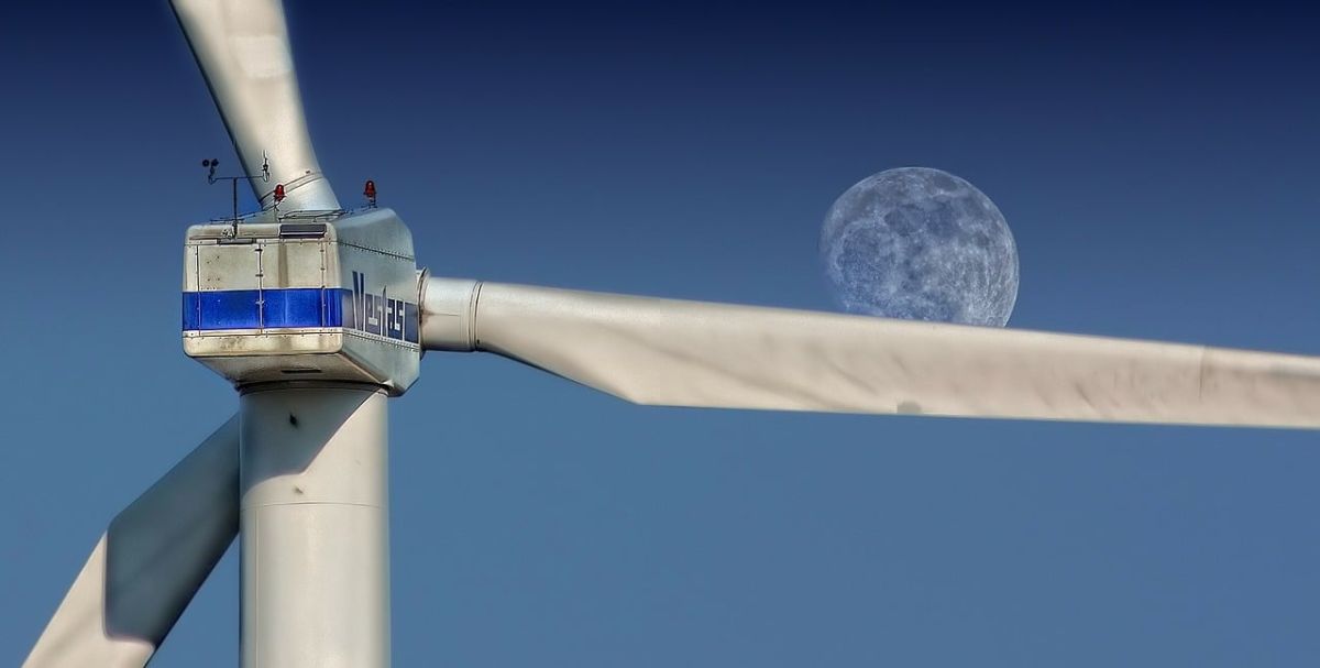 Wind Turbine and Moon