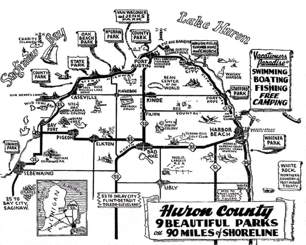 1940 Huron County Travel Map - Michigan Thumb Blog