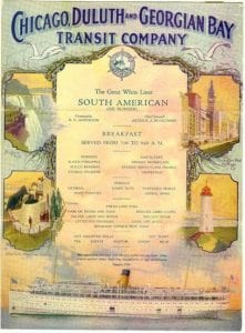 Color Menu from the SS South American