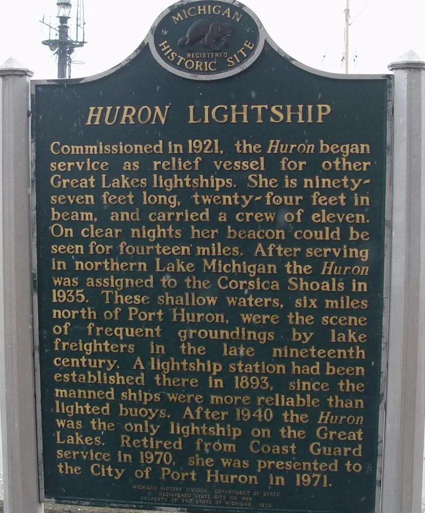 Historical Marker for Huron Lightship