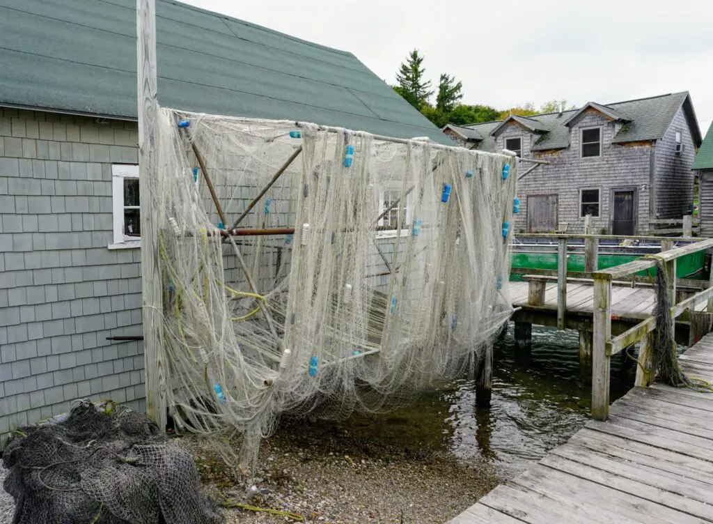 Fishtown nets drying - Fishing nets drying on the docks of Fishtown