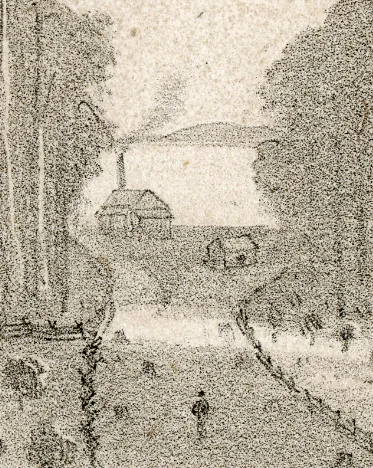 Lithograph Main Road Ora Labora