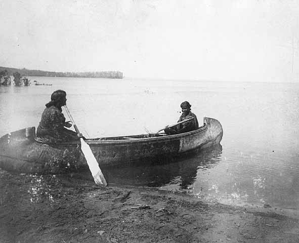 Michigan Indians in Canoe