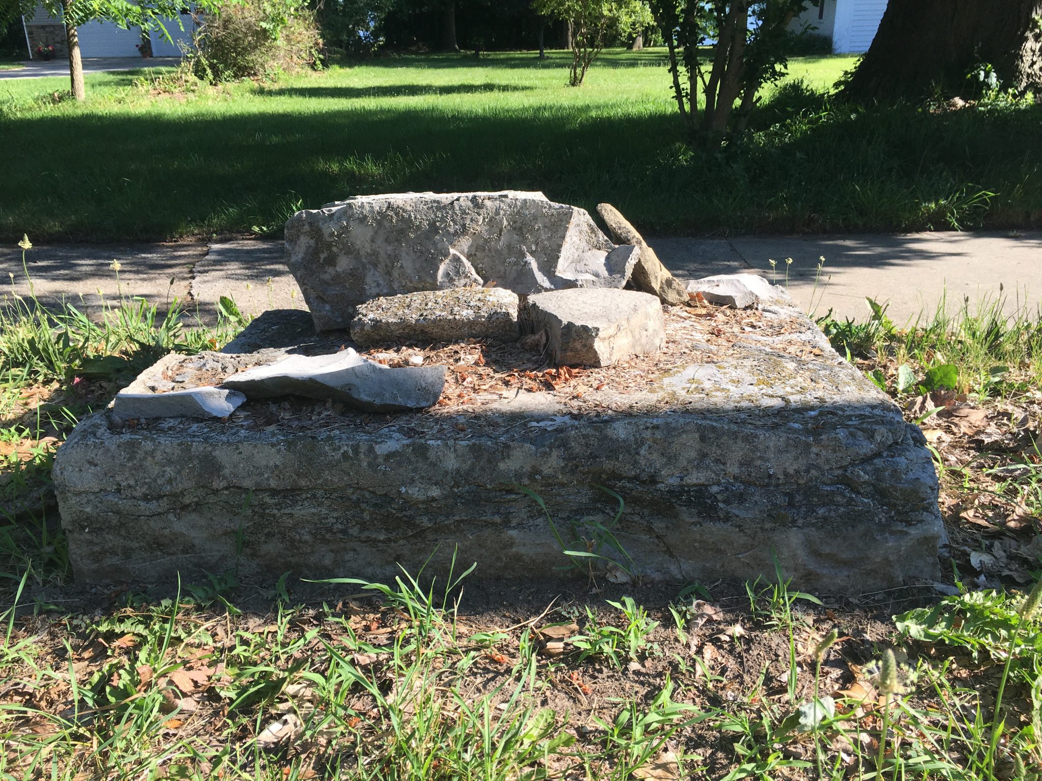 The remains of the front steps of the Bay Port Hotel