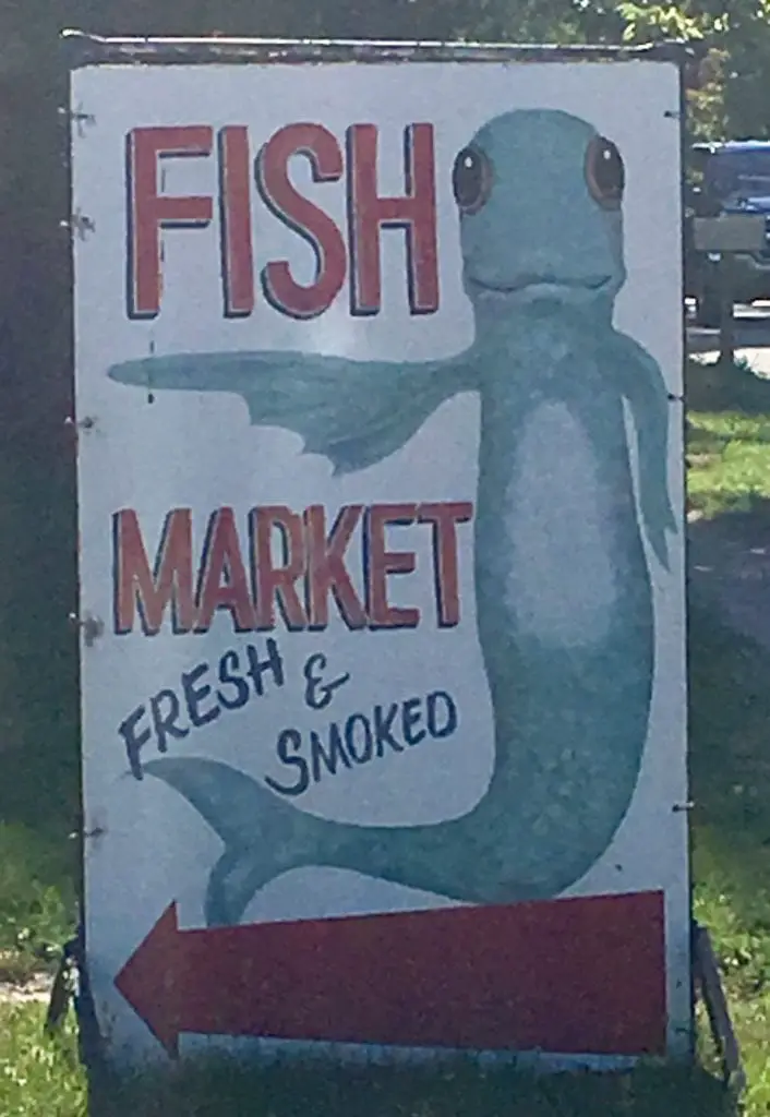 Bay Port Fish Market Road Sign
