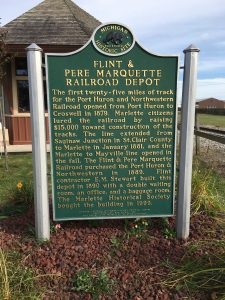 Flint & Marquette Railroad Depot Historic Marker