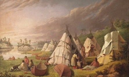 Indian encampment on Lake Huron