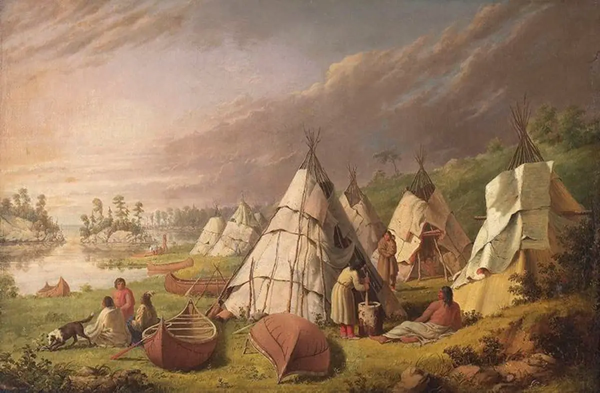 Indian encampment on Lake Huron