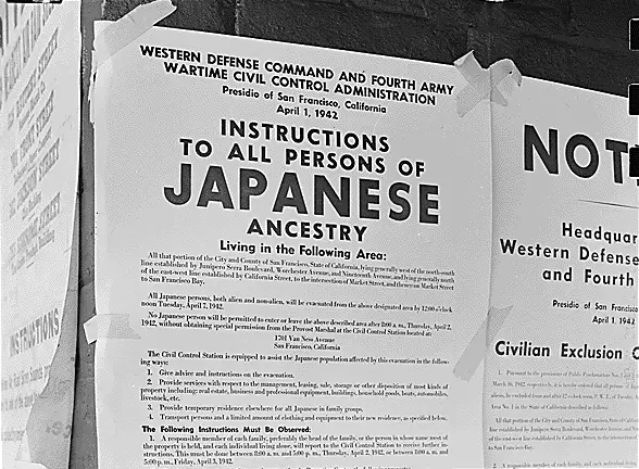 Exclusion Order posted to direct Japanese Americans living in the first San Francisco section to evacuate.