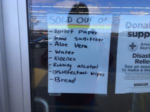 Sign of Items Shortages During 2020 Pandemic in Michigan