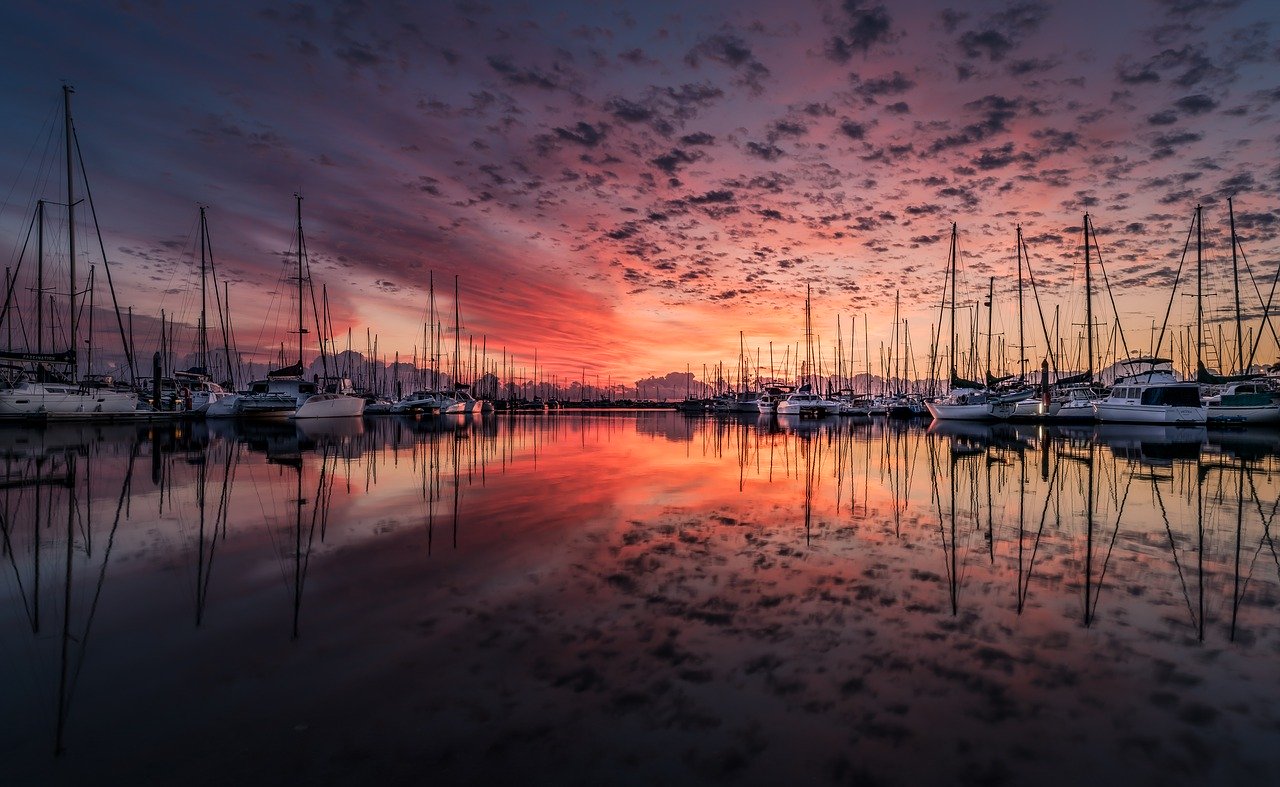 Boats in Marina Sunset