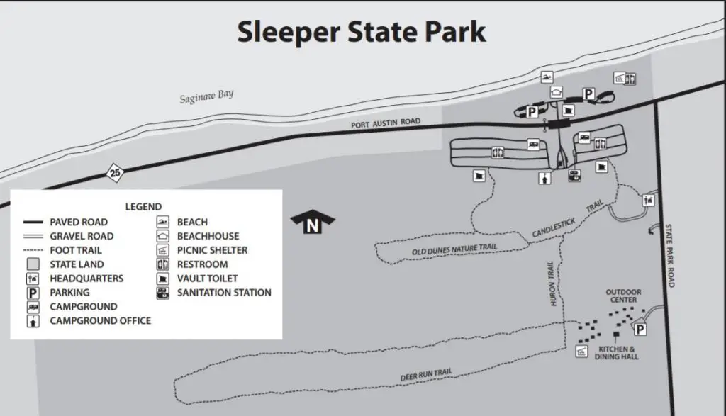 Sleeper State Park Map Showing Trails
