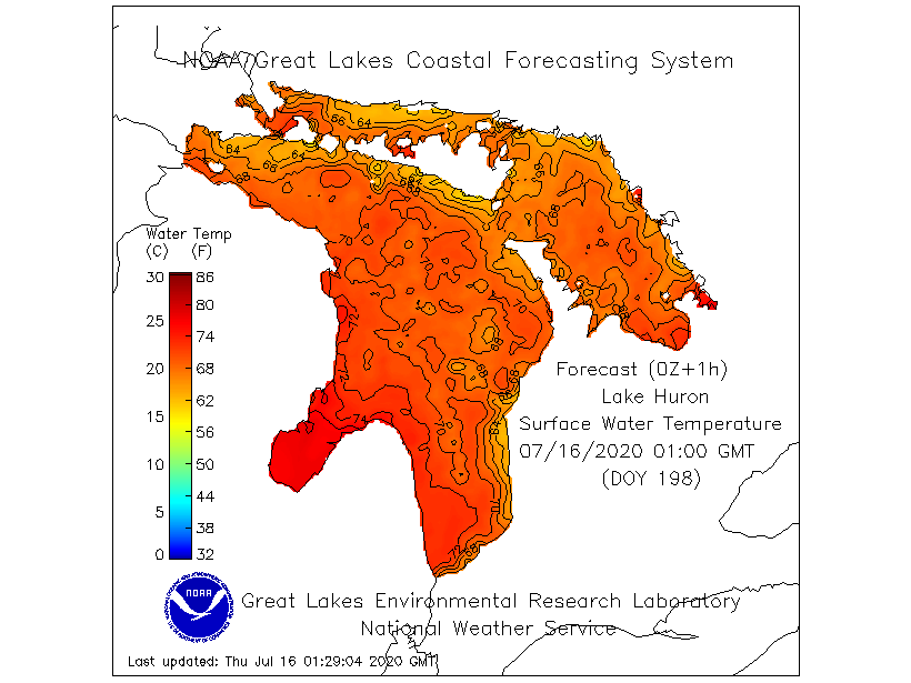 Great Lakes Water Temps Surface