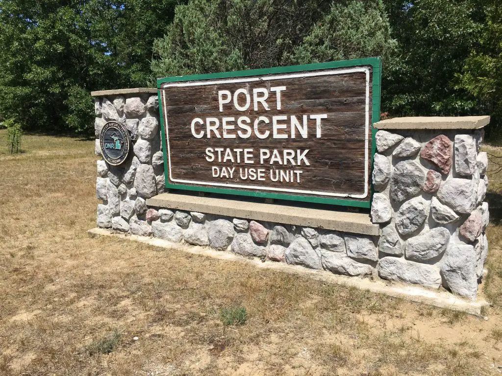 Port Crescent State Park Sign Angle - Perfect Spot to See the Aurora Borealis