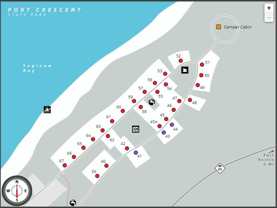 Michigan Camping Map at Port Crescent State Park