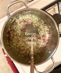 Bacon, Celery and Onion Cooking