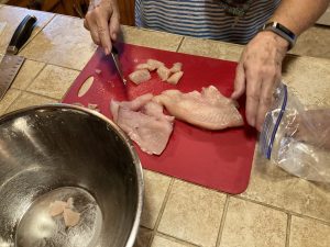 Prepare Bite Size Whitefish Chunks For Chowder