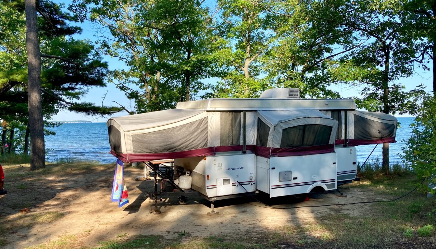 Lakeside camp site at Port Crescent State Park