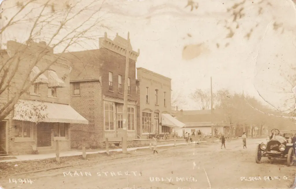 Ubly Main Street circa 1900 - Courtesy Minden City Herald