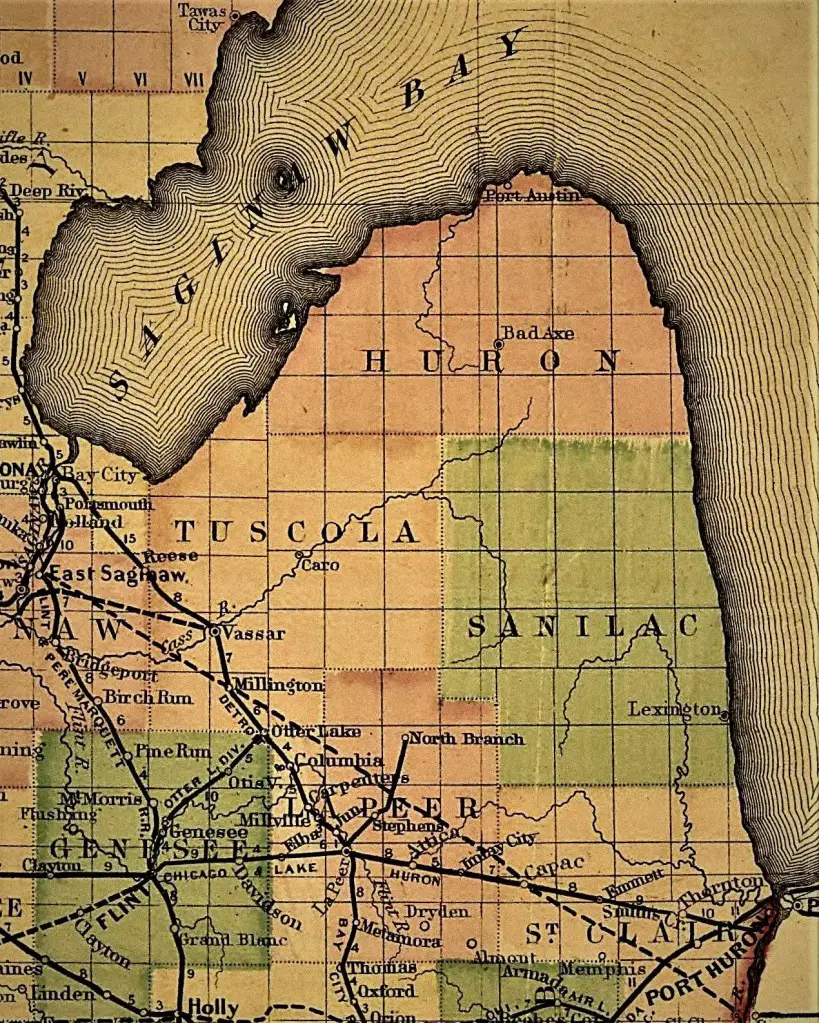 Michigan Railway Map 1876