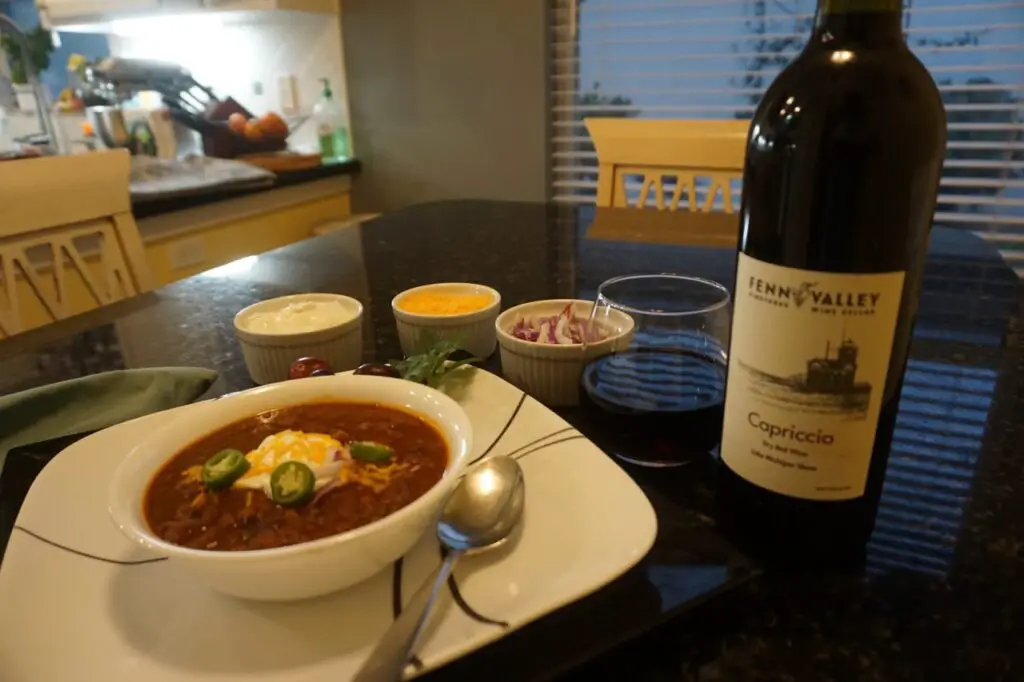 Michigan Chili With Fenn Valley Capriccio Wine