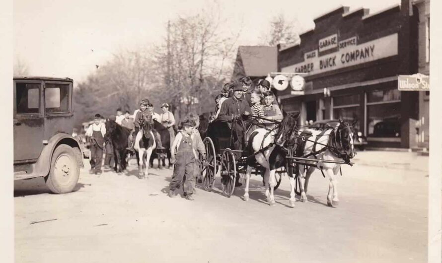 Kids Pony Parade in 1930s Bad Axe Michigan