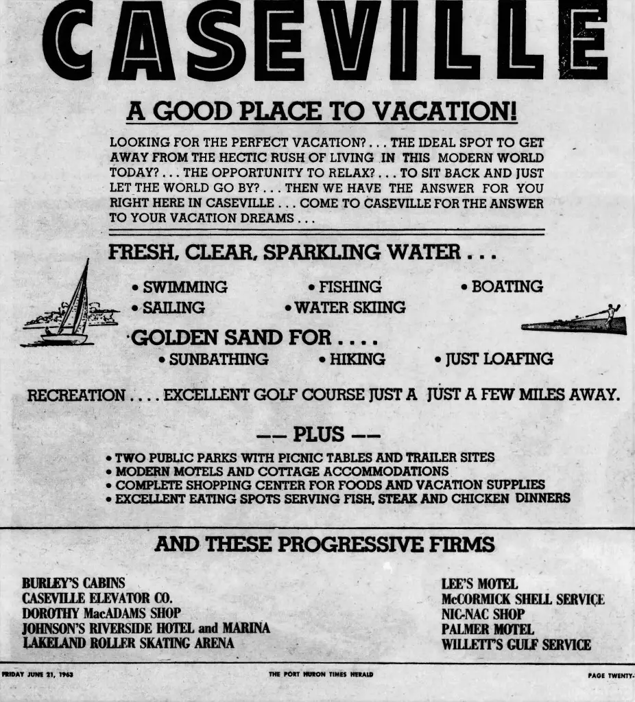 Caseville Vacation Ad 1963