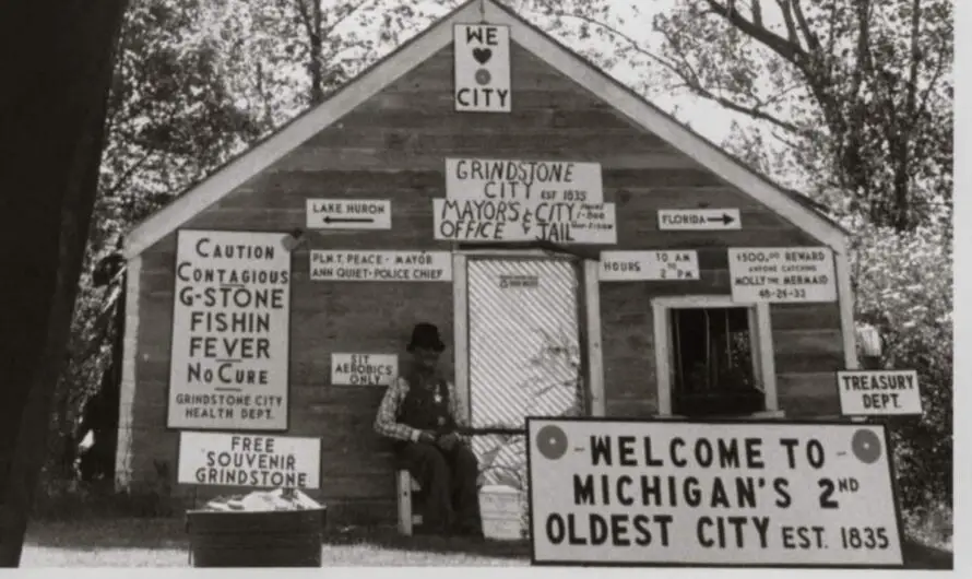 Grindstone City’s Mr. Grindstone and Tourist Information Center