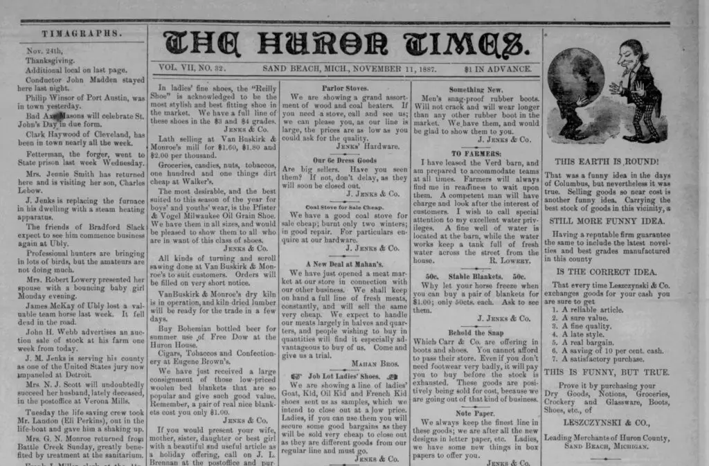 The Huron Times Nov 11, 1887