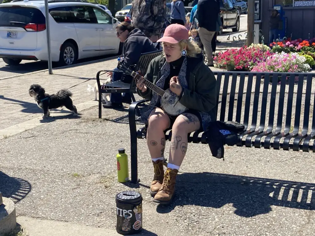 Street entertainment at Port Austin Farmers Market