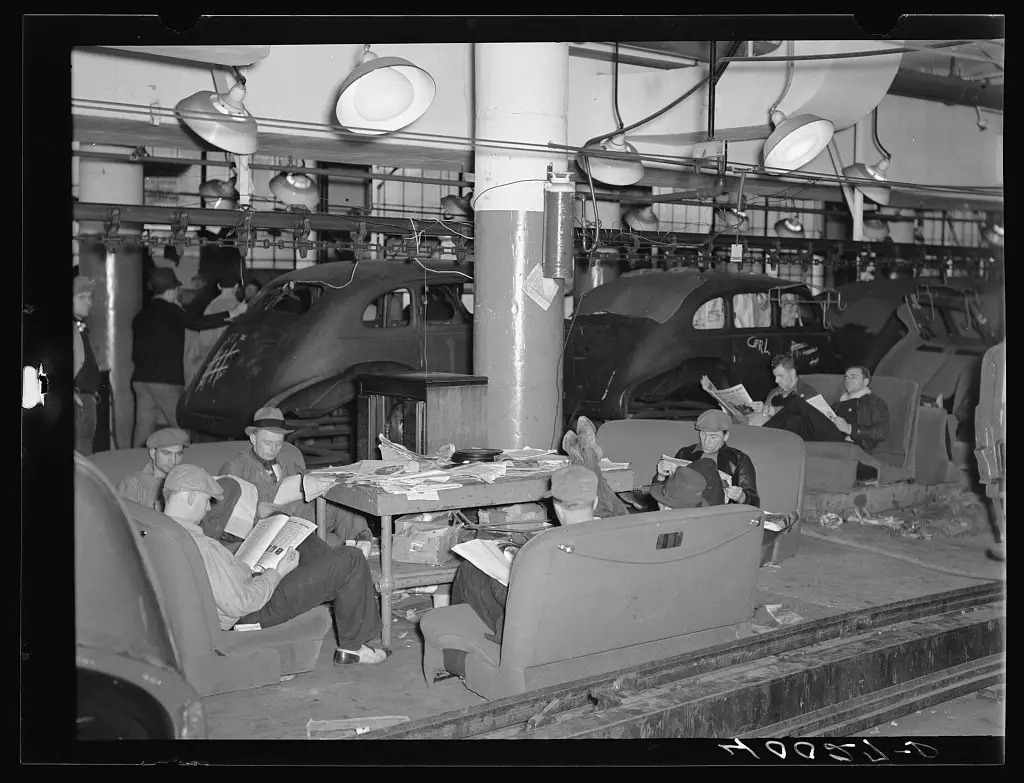 Sit-down strikers in the Fisher body plant factory number three. Flint, Michigan