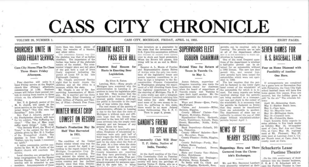 Cass City Chronicle - Remains of Indian Chief