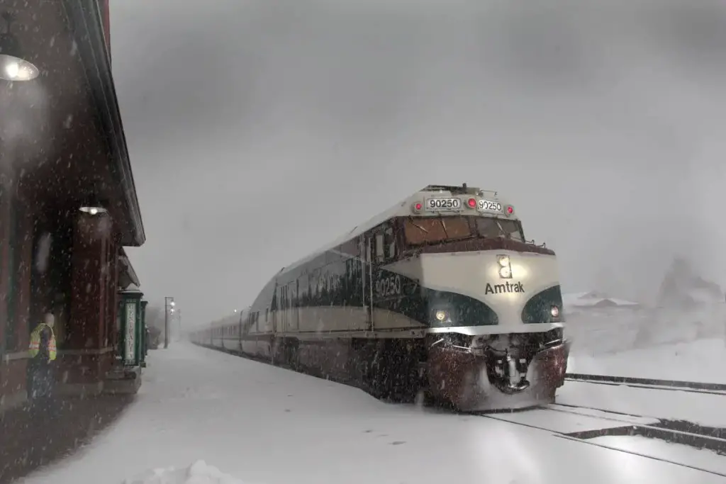 Amtrak Train in Snow
