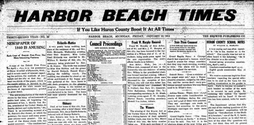 Harbor Beach Times 1912
