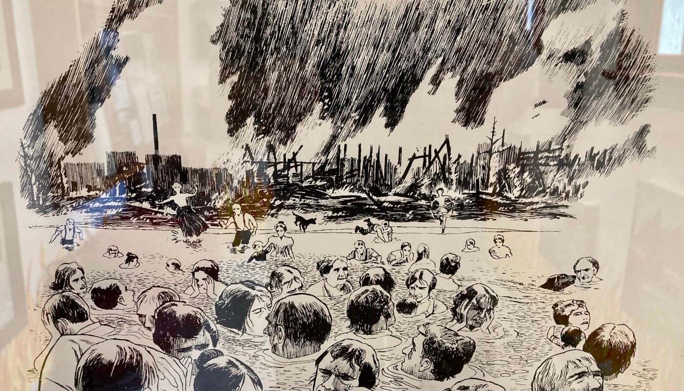 People Taking Refuge in Lake Huron During Oscoda Fire July 1911