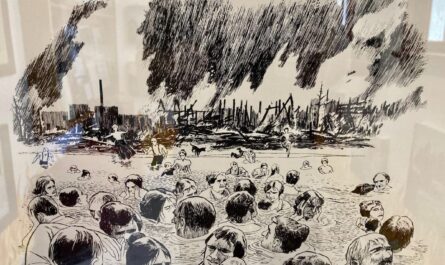 People Taking Refuge in Lake Huron During Oscoda Fire July 1911